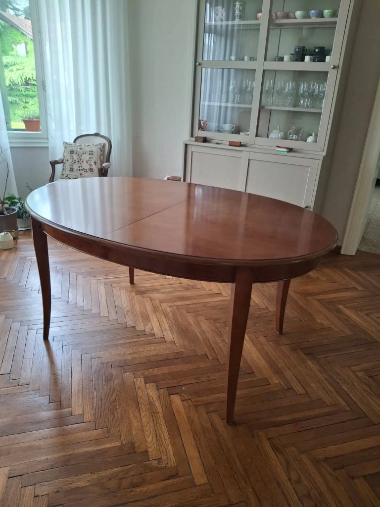 Tavolo ovale allungabile in legno massello tinta noce l.160 p.110 h.80 - Mobili 2G