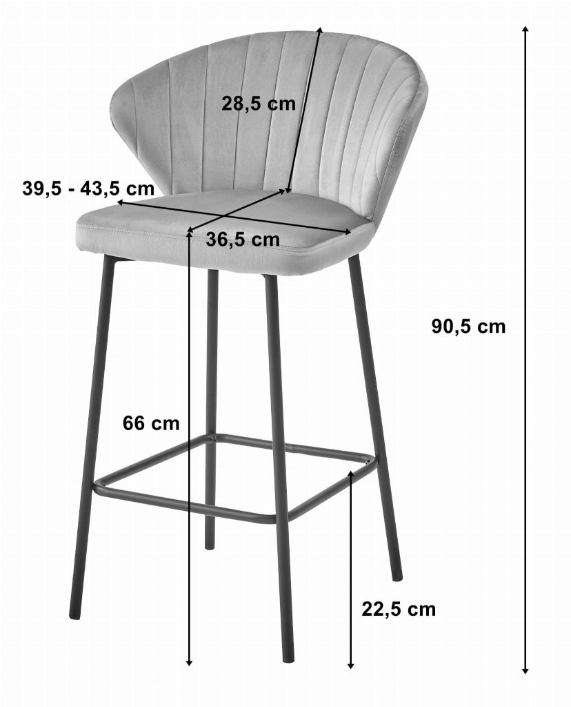 Sgabello da bar Valora GATTA in velluto blu navy con gambe nere x2