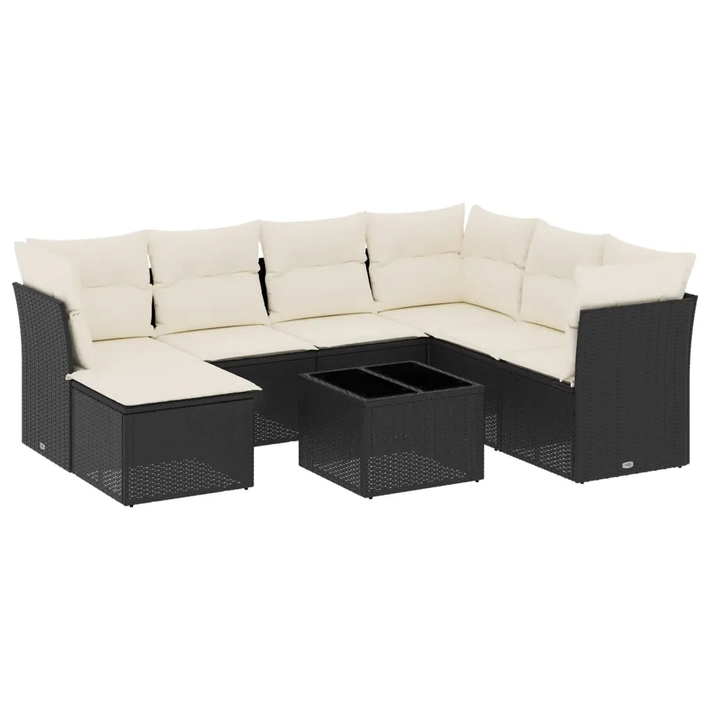 Set Divani da Giardino con Cuscini 8 pz Nero in Polyrattan 3217996