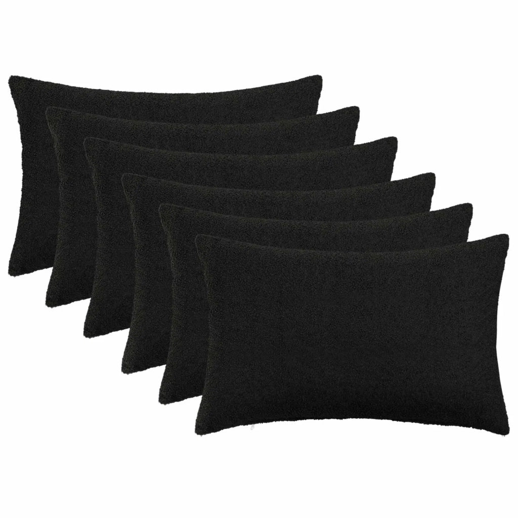 Federa 6 pcs HEERLEN Nero 30 x 50 cm Bouclé 907782