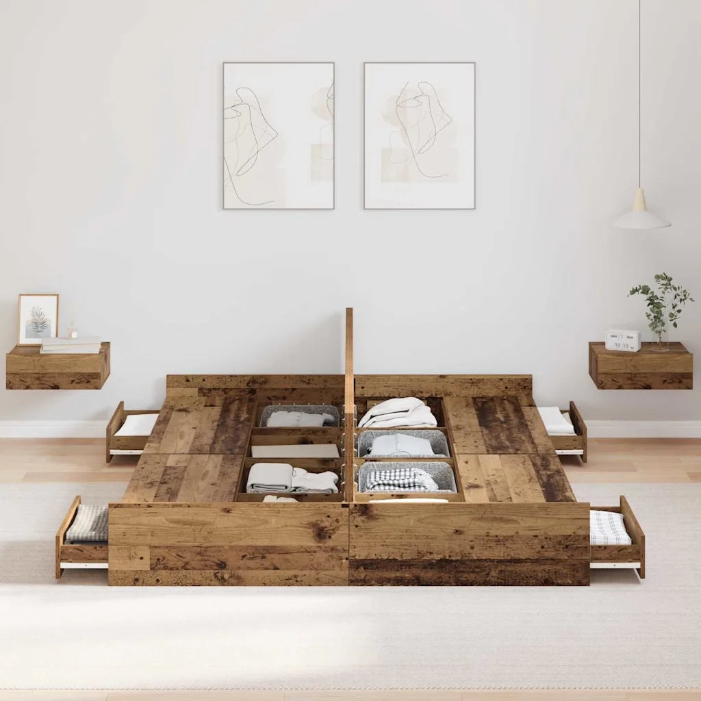 Struttura letto con contenitore Legno vecchio 140 x 190 cm 3335315