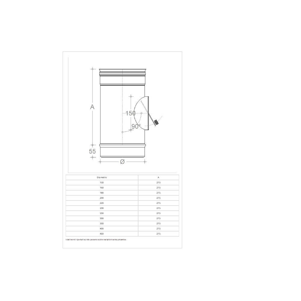 Modulo da 160mm aisi 304 con regolatore automatico di tiraggio