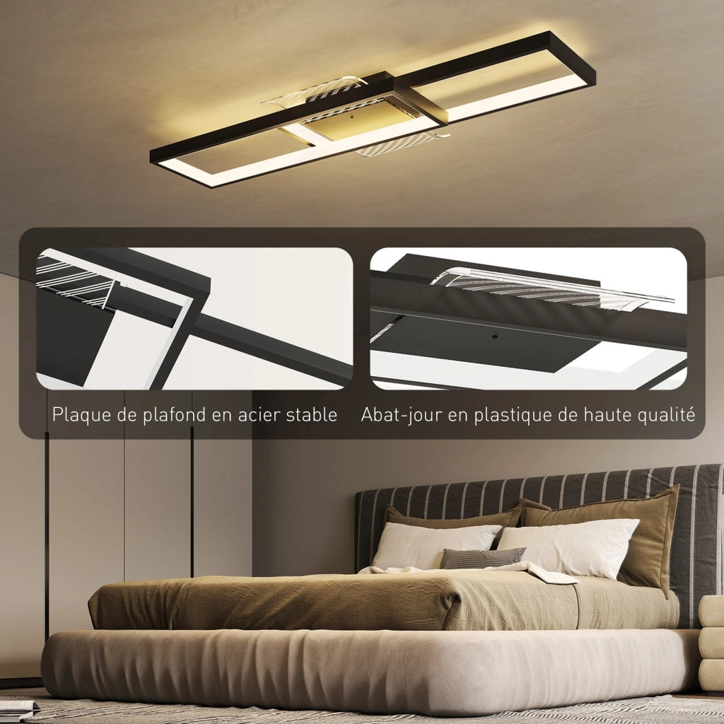 Plafonnier LED ¨C zephmum ¨C 70x30 cm, nero