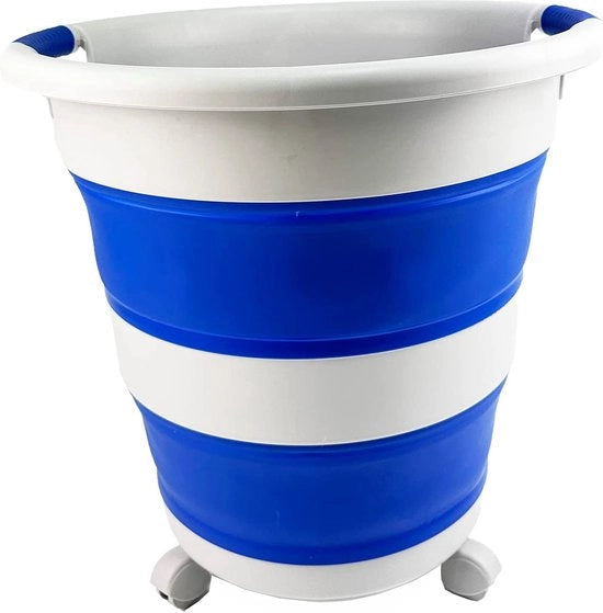 Wastebasket Opvougbile con ruote, 34 litri, Contenitore Opvougbile Pop-up con ruote / Organizzatore con ruote, Scopa portatile, cestino spaziale (grigio / viola)