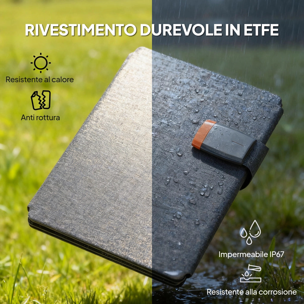 Caricabatteria Solare Pieghevole 36W ¨C Xylo ¨C Tipo-C, Impermeabile IP67, ETFE, Grigio