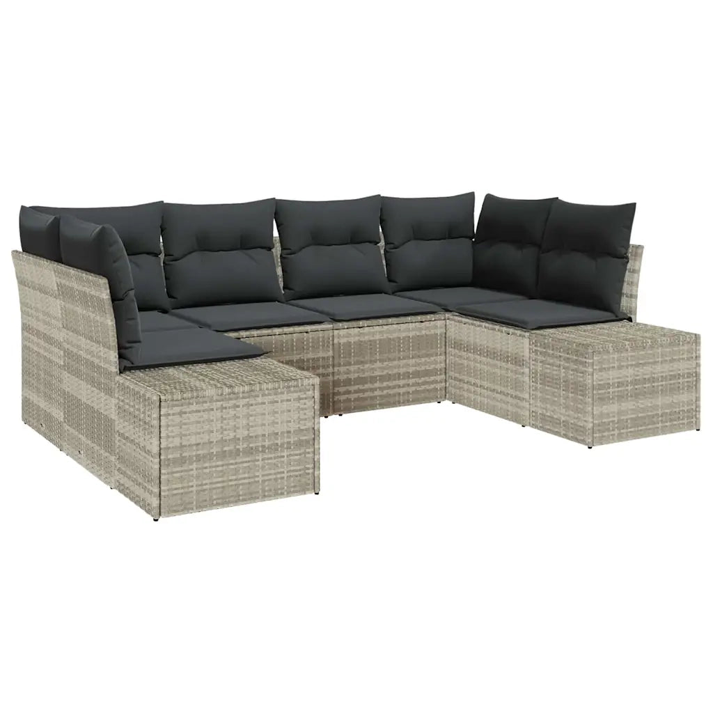 Set Divano da Giardino 6 pcs Grigio chiaro polyrattan