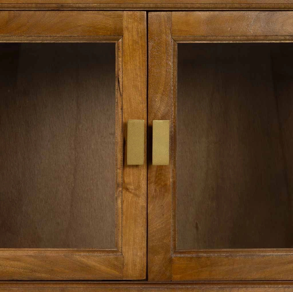 Credenza in legno marrone con 4 ante, 150x40x90h cm
