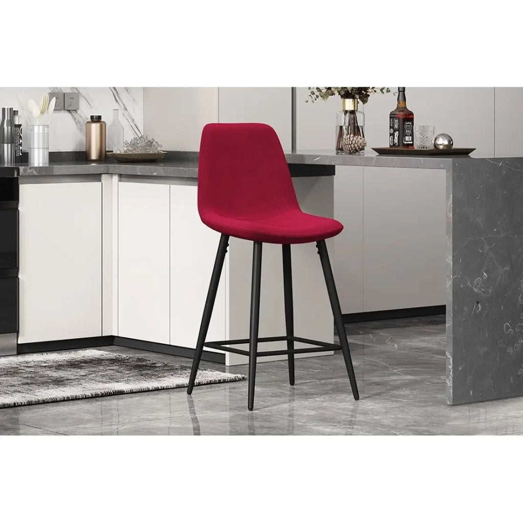 Sedia da banco in velluto BOYLD, colore bordeaux