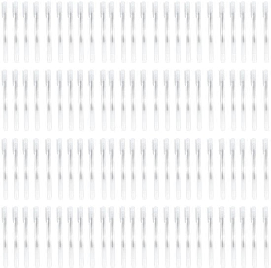 Penne a Gela per Scrittura 100 Stuks - Nero - Puntilegge 0,5 mm - Cappuccio Transparente - Cassetta in Plastica - Comfortevole da Tenere - Penne per Scrittura