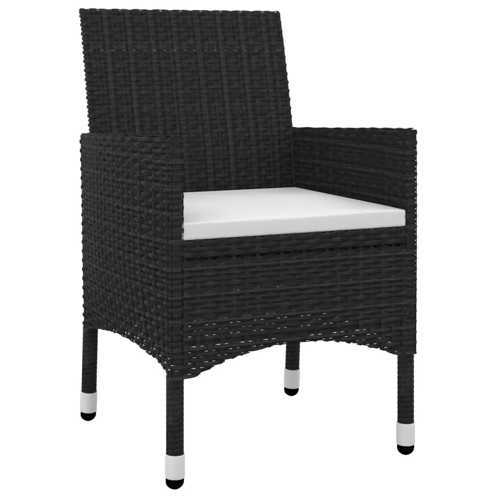 Set da Pranzo da Giardino 5 pz con Cuscini Polyrattan e Vetro 3099681