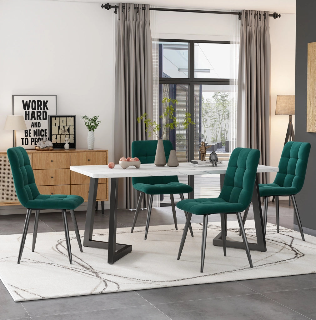Tavolo da pranzo 117x68x75 cm in MDF con effetto marmo; bianco e nero