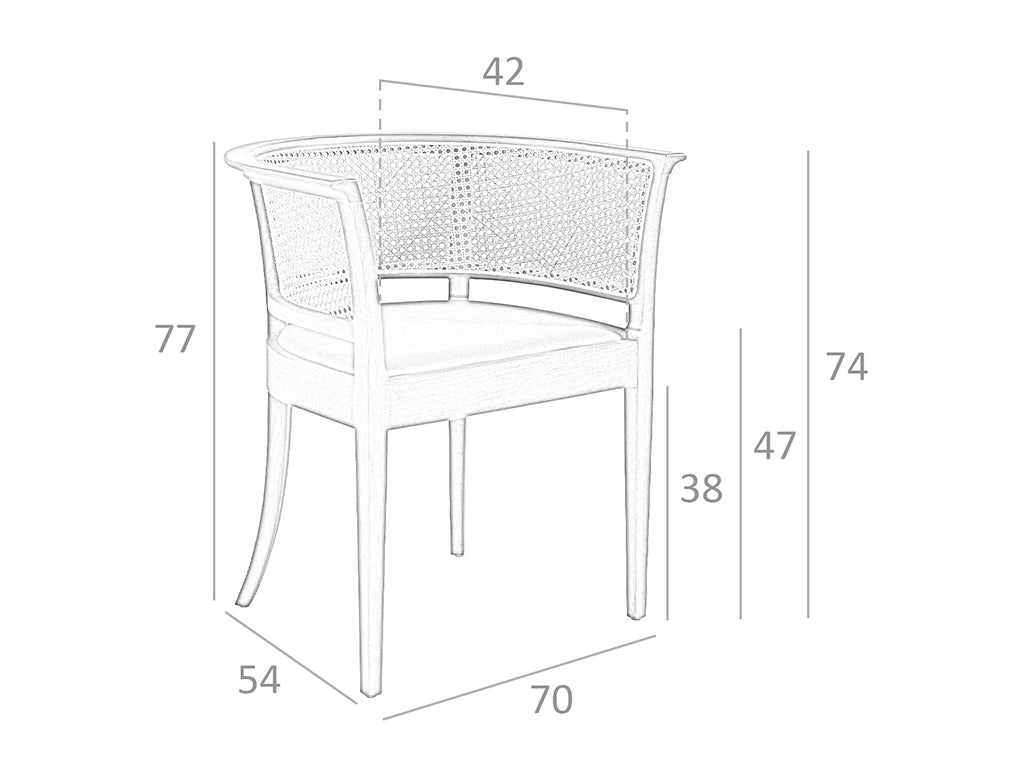Sedia ecopelle rattan e legno di noce