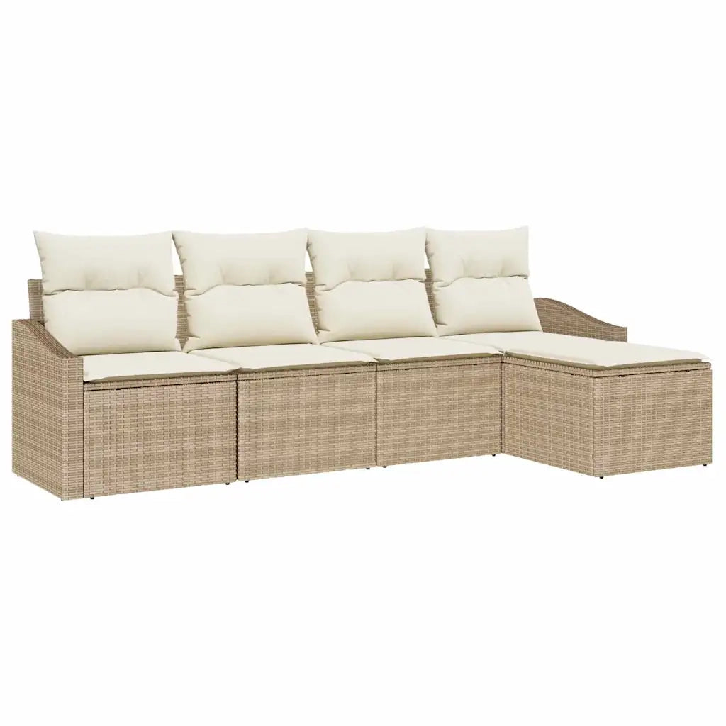 Set di divani con cuscino 5 pcs Beige e Crema polyrattan