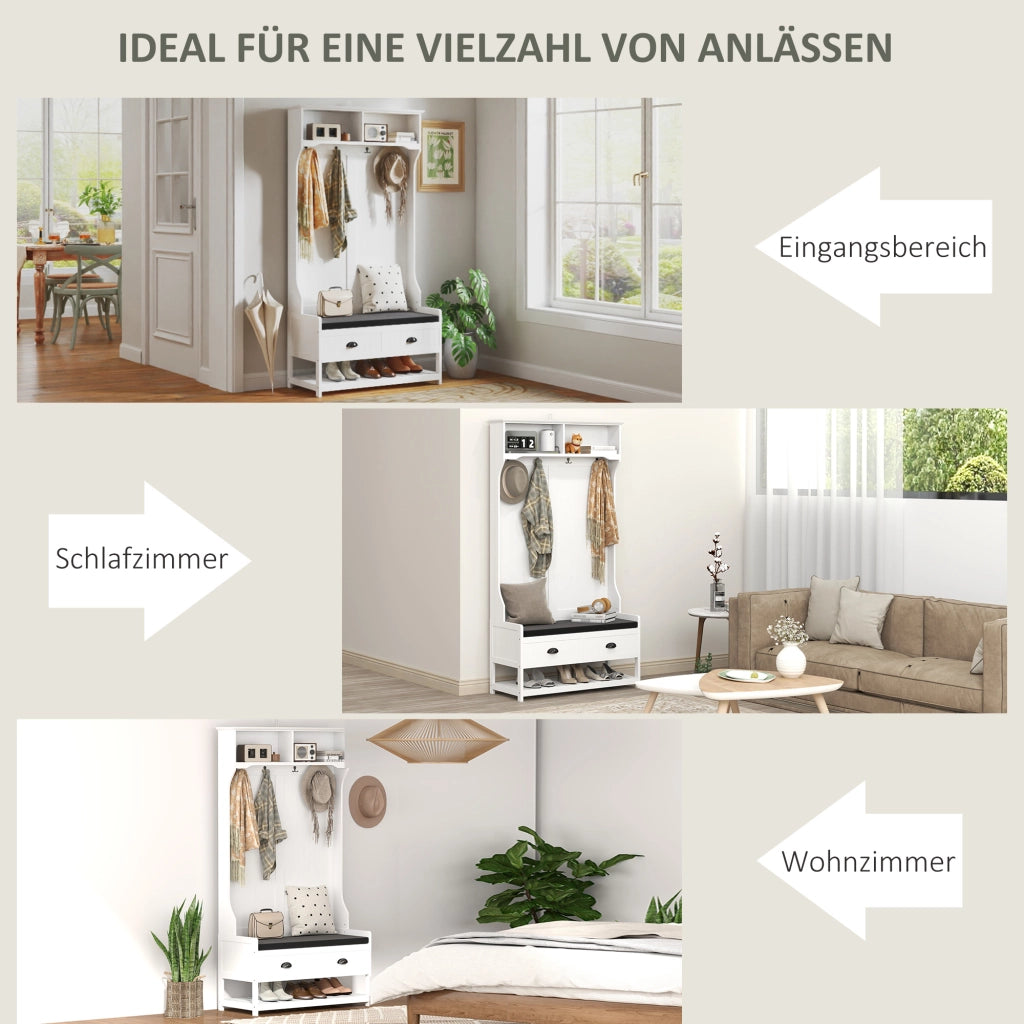 Appendiabiti con panca e scarpiere ¨C zephmum ¨C Bianco e Grigio