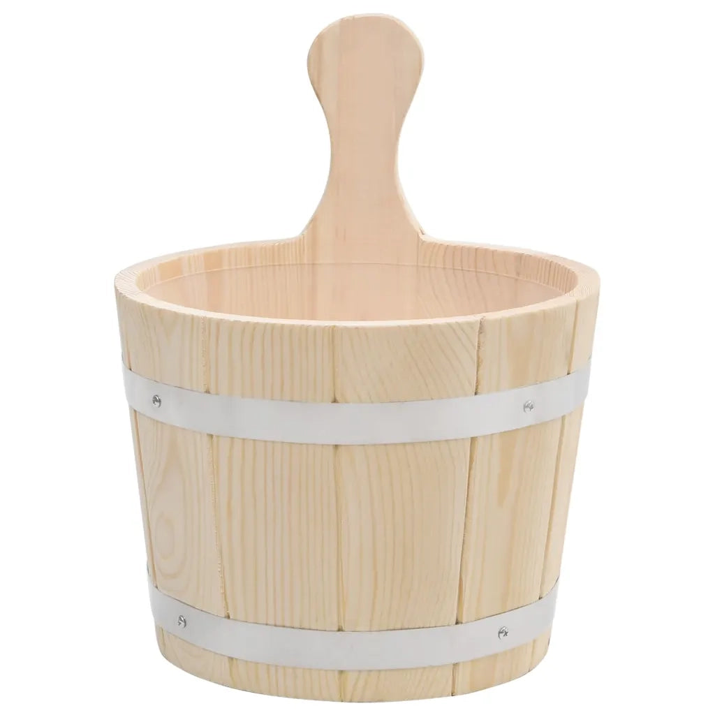 Set Secchiello e Mestolo da Sauna in Legno Massello di Pino 51692