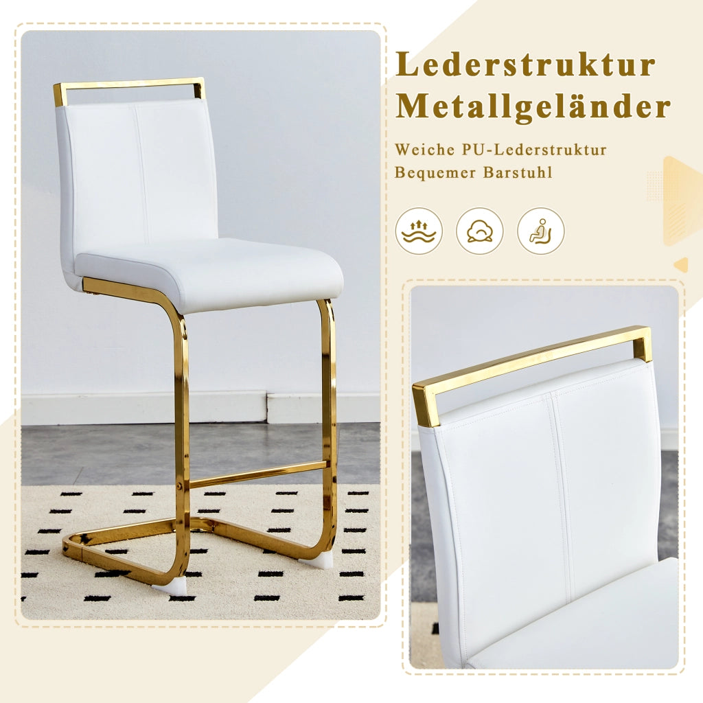 SGABELLO ALTO Set da 2 pezzi 96,5 cm PU bianco e oro