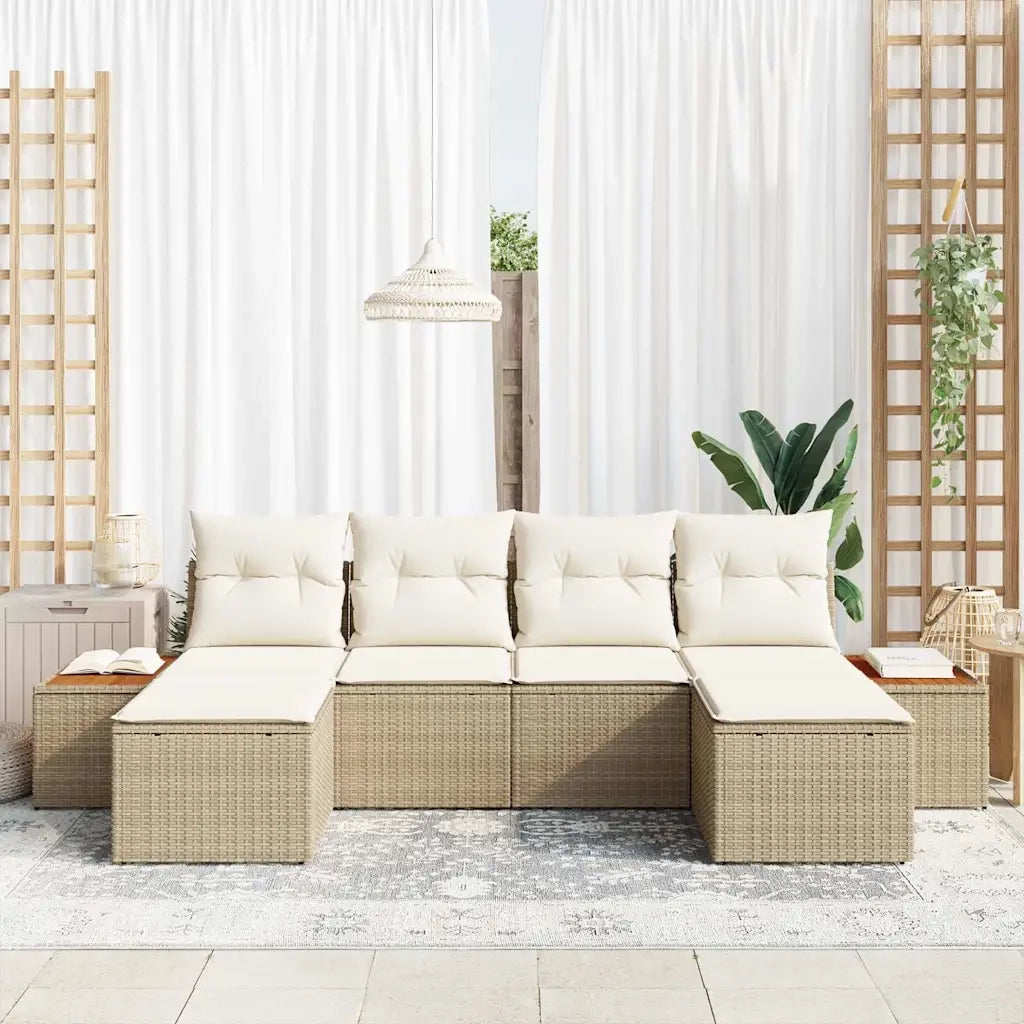 Set Divano da Giardino con cuscino 6 pcs Beige polyrattan 3348142