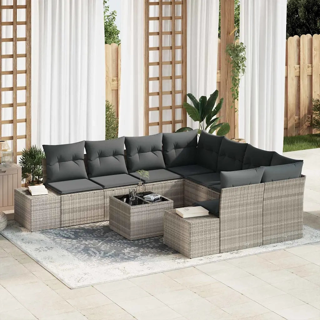 Set Divano da Giardino 9 pcs Grigio chiaro polyrattan 3347002