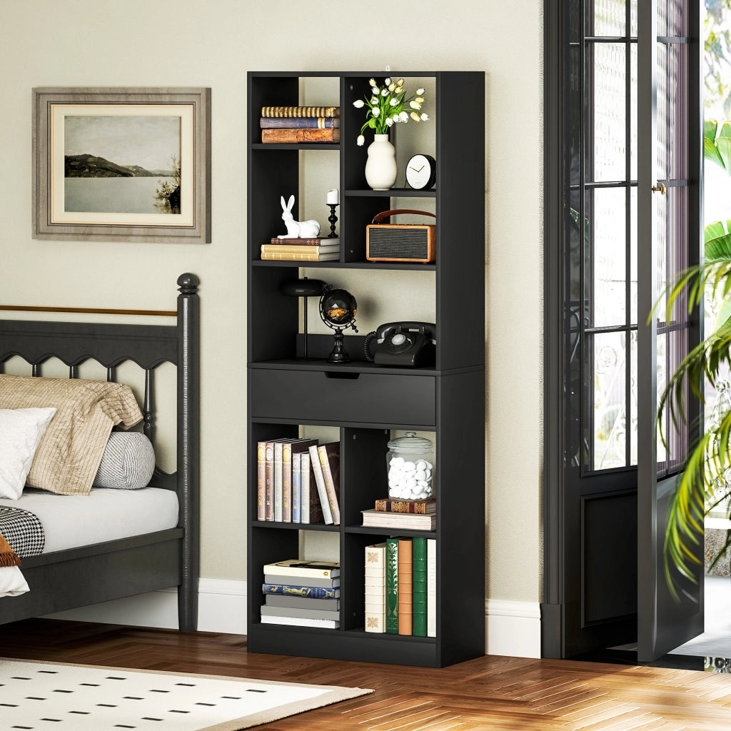 Libreria in Legno con Cassetto ¨C Minimal ¨C Nero 60x26x158