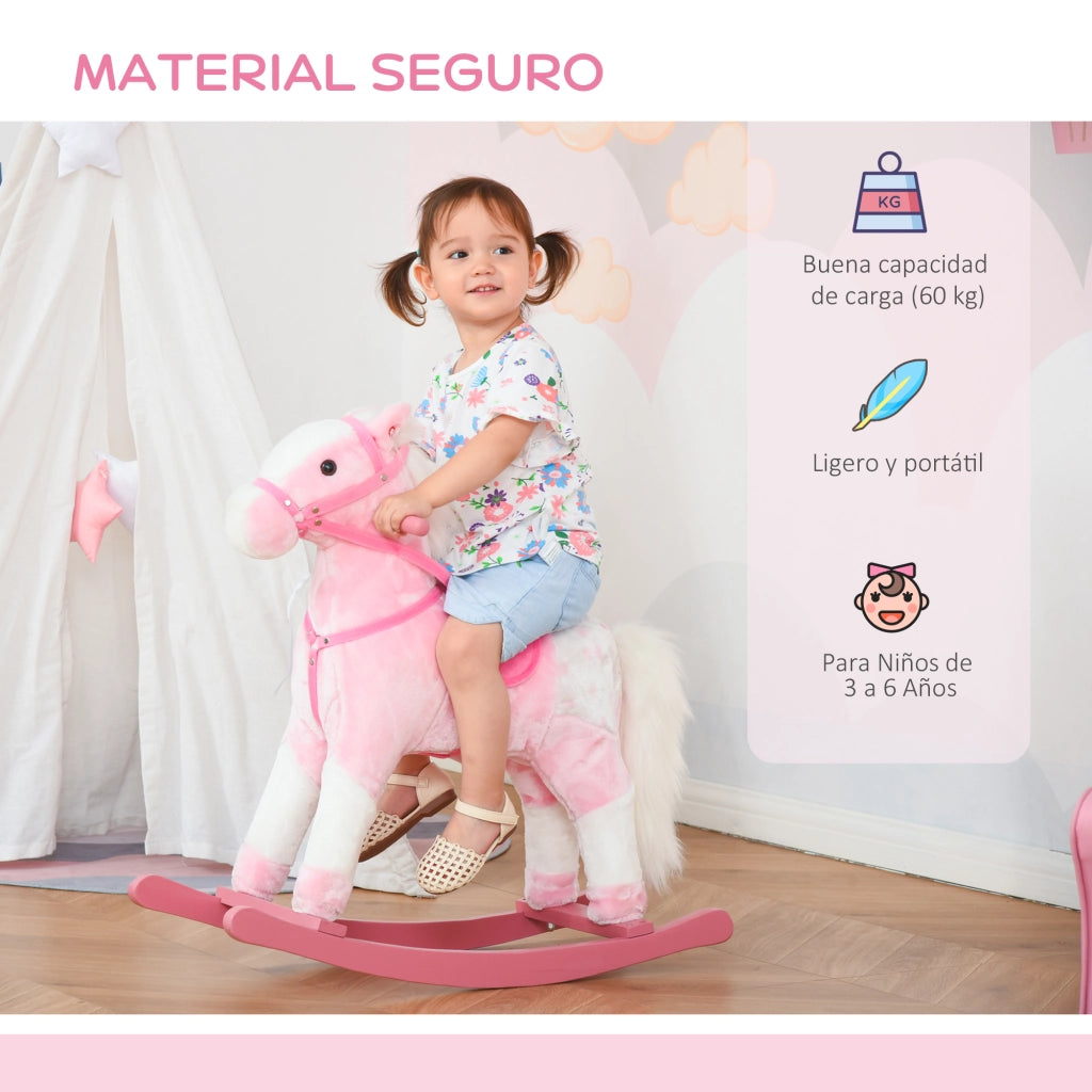 Cavallo a Dondolo per Bambini ¨C Zephmum ¨C 74x28x65 cm Rosa