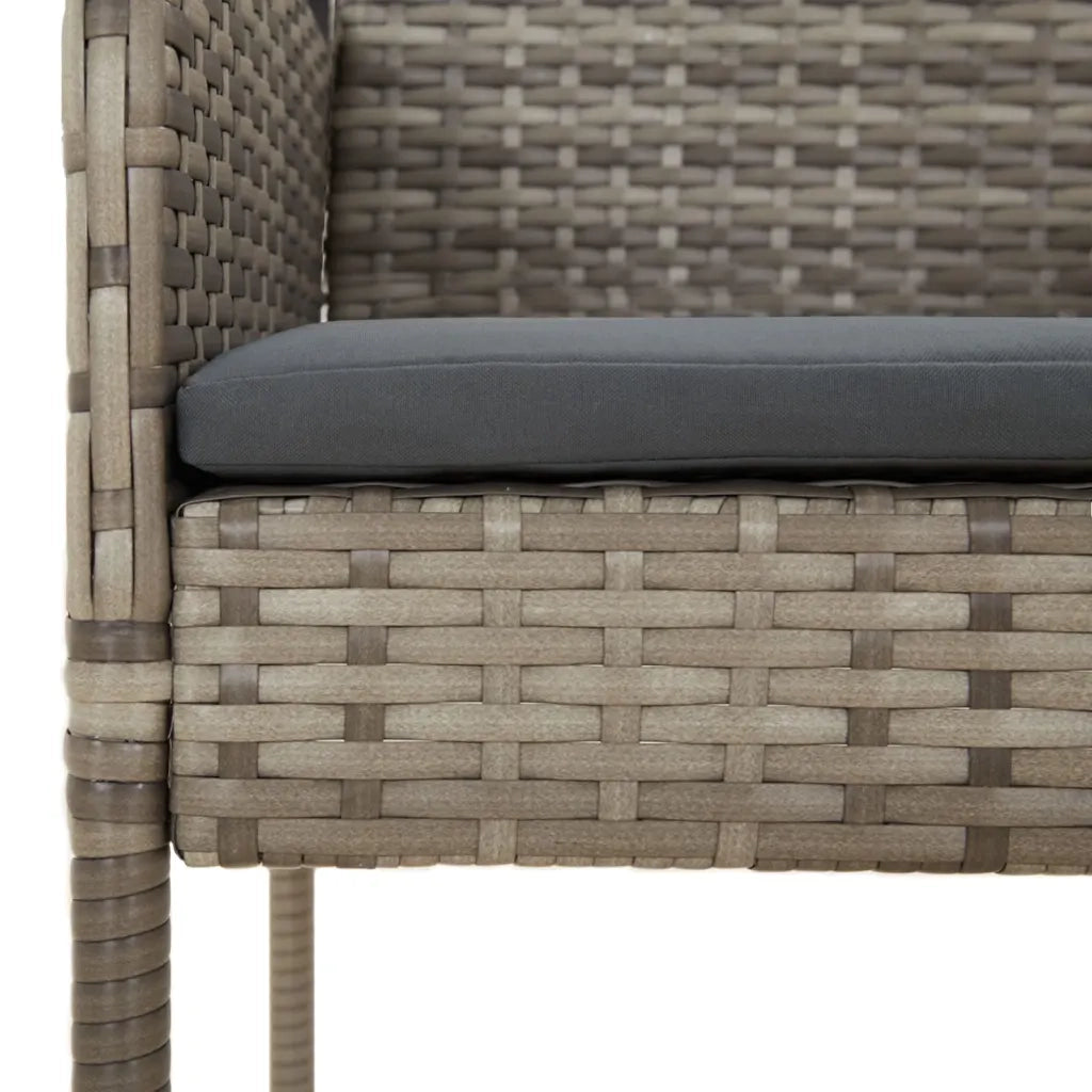 Set Salotto Giardino 3 pz | Set di Mobili da Esterno con Cuscini Nero e Grigio Polyrattan