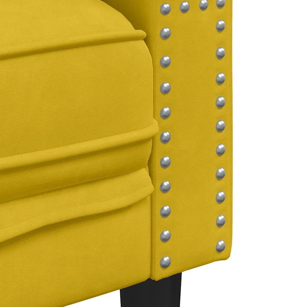 Set Divani Chesterfield 3pz con Cuscini Giallo Velluto 3209287