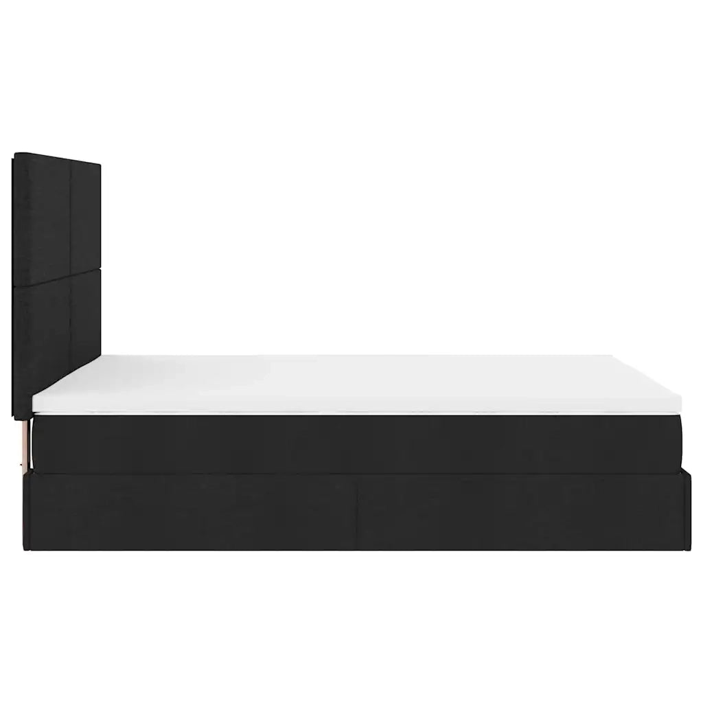 Struttura Letto Pouf con Materasso Nero 140x200 cm in Tessuto 3313080