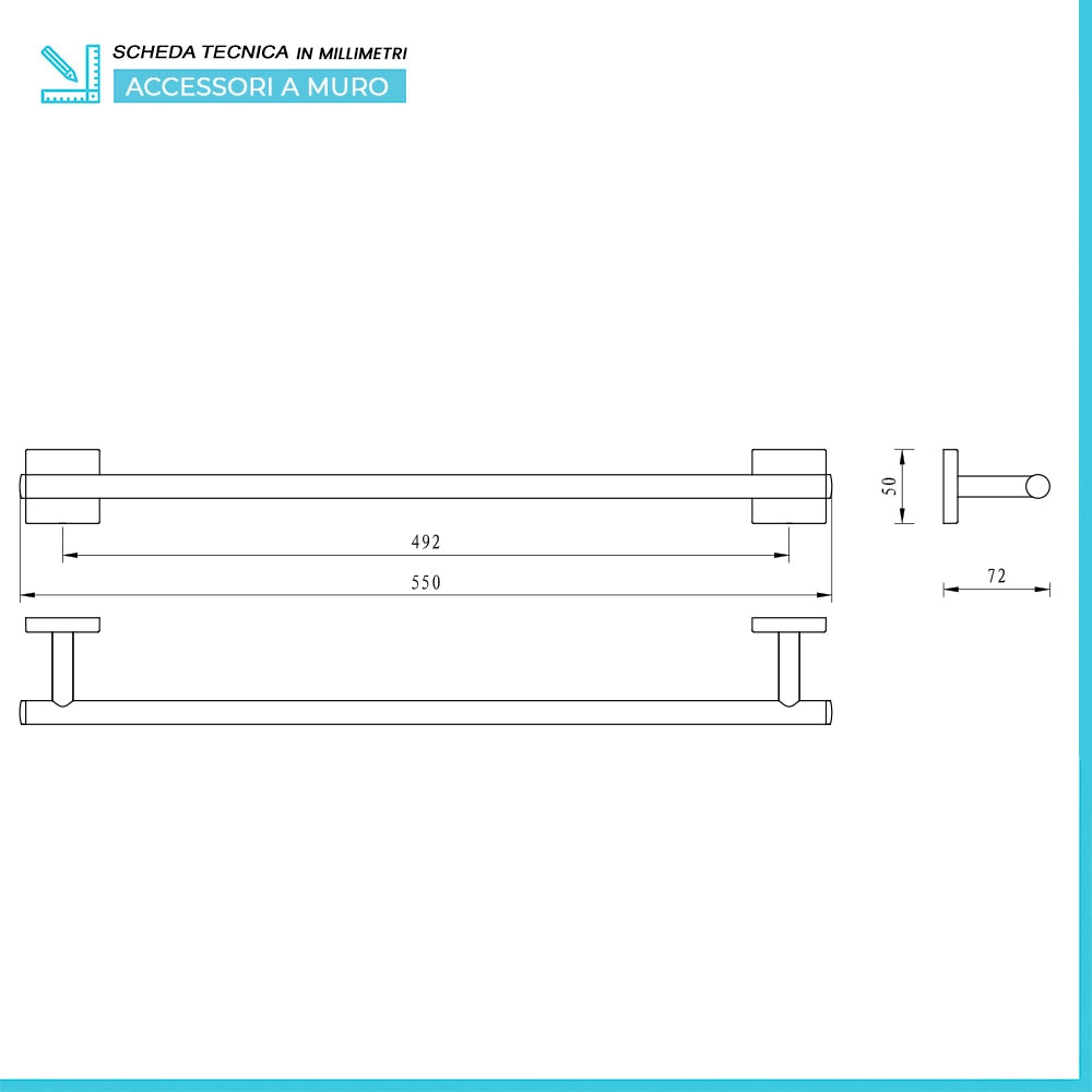 Set accessori a muro 5 pezzi in acciaio cromato e viti incluse  Easy
