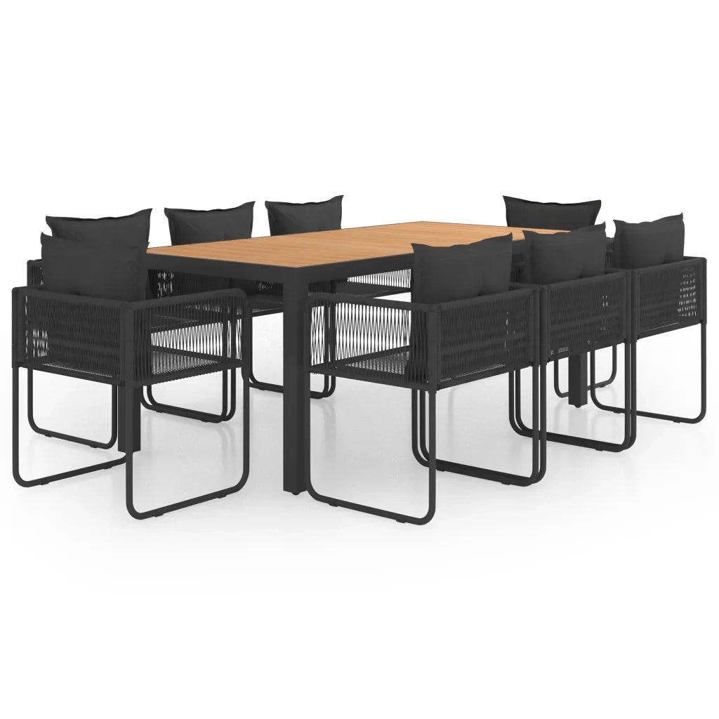 Set da Pranzo da Giardino 9 pz in Rattan PVC Nero e Marrone 3060111