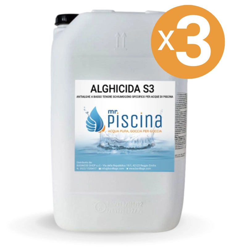 Antialghe piscina ALGHICIDA S3 - A schiuma controllata Quantità confezione: 3 confezioni