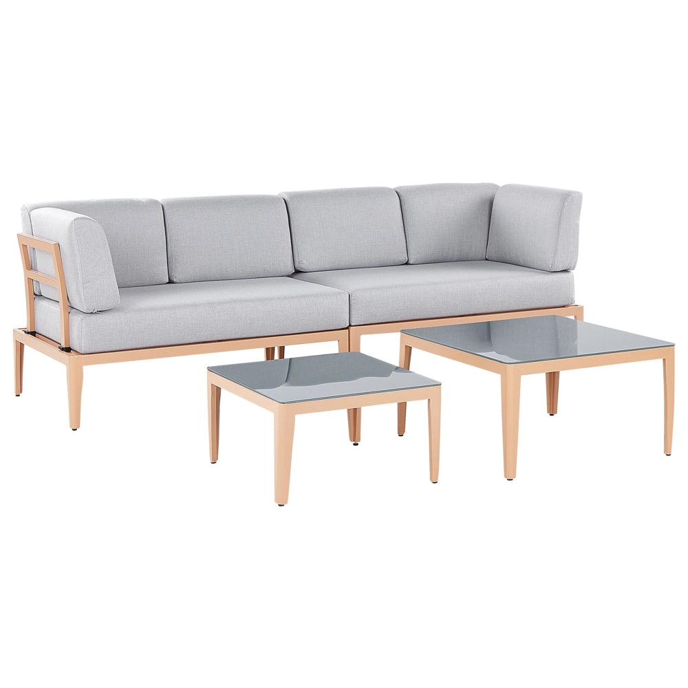 Set Divano da Esterno in Alluminio Beige a 6 posti Patio Moderno