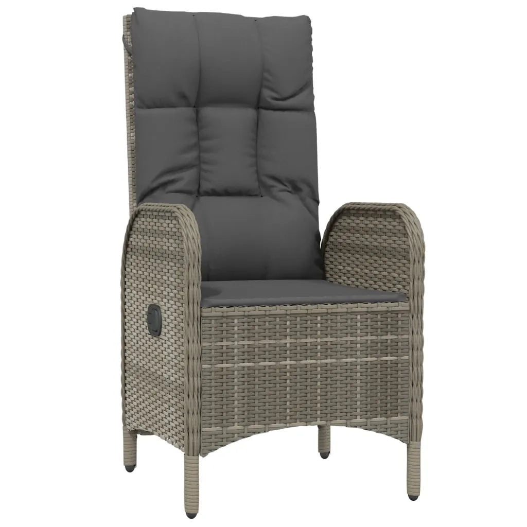 Set da Pranzo Giardino 5pz Nero e Grigio con Cuscini Polyrattan 3185178