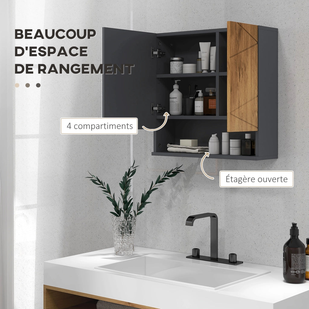 Armadietto da bagno specchio ¨C Minimal ¨C 55x17x55 cm grigio scuro
