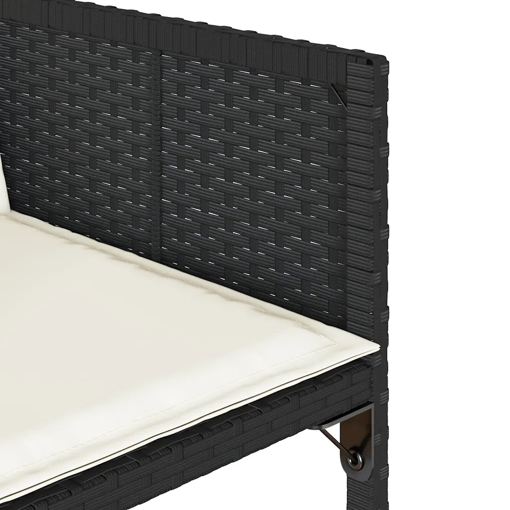 Set da Pranzo da Giardino 9 pz con Cuscini Nero in Polyrattan 3278090