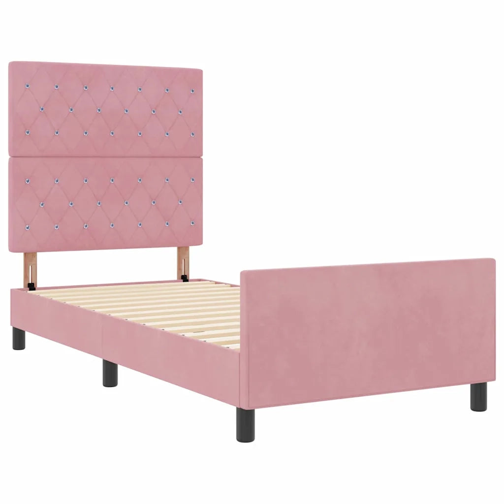 Letto a molle con testiera Rosa 90 x 190 cm Velluto 3344848