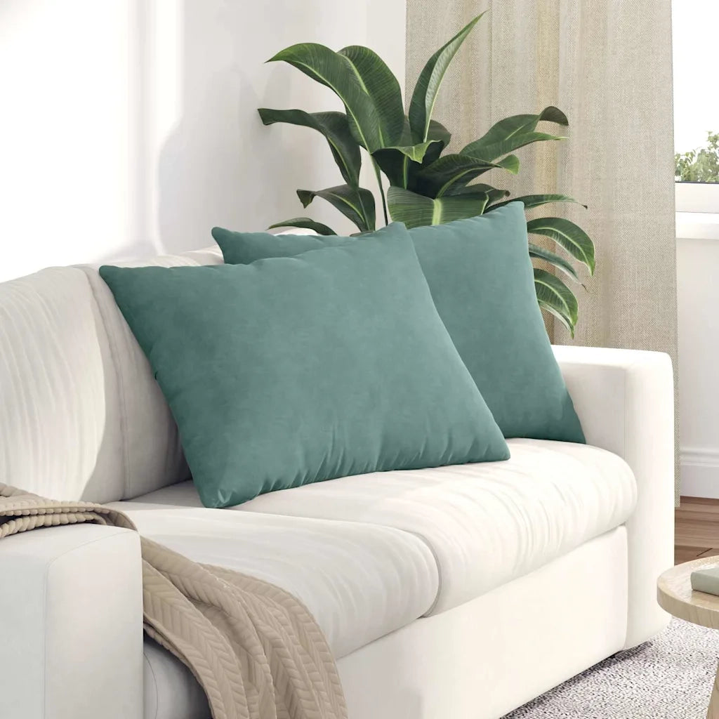 Cuscini da Divano 2 pz-Set di 2 Cuscini per Sofa Verde Mare 70 x 50 cm Tessuto in Cords