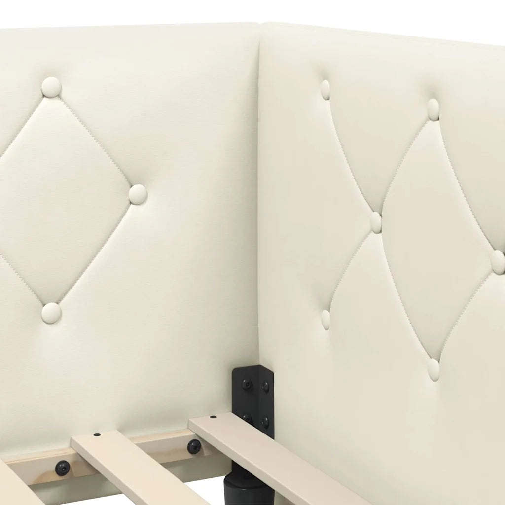 Cornice del letto ad angolo Crema 90 x 190 cm Velluto 3394079