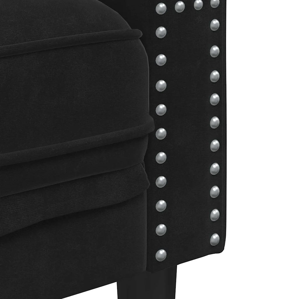 Divano per Soggiorno 2 pcs Nero 194 x 74,5 x 70,5 cm Velluto
