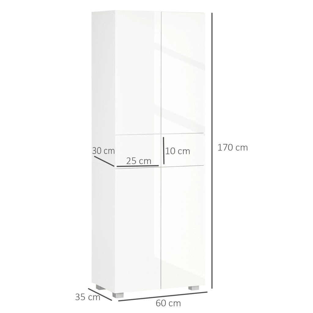 Armadio Bianco 4 Porte con Ripiani ¨C Minimal ¨C 60x35x170 cm