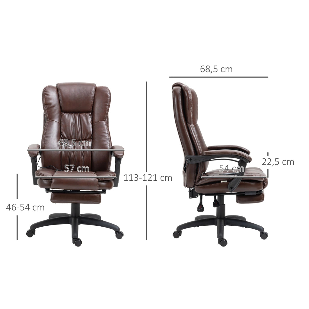 Poltrona Massaggiante Reclinabile Elettrica con Poggiapiedi e Testiera ¨C Minimal ¨C Similpelle Marrone 68.5x68.5x113-121cm