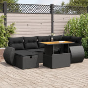 Set Divani da Giardino con Cuscini 8 pz Nero Polyrattan Acacia 3328056