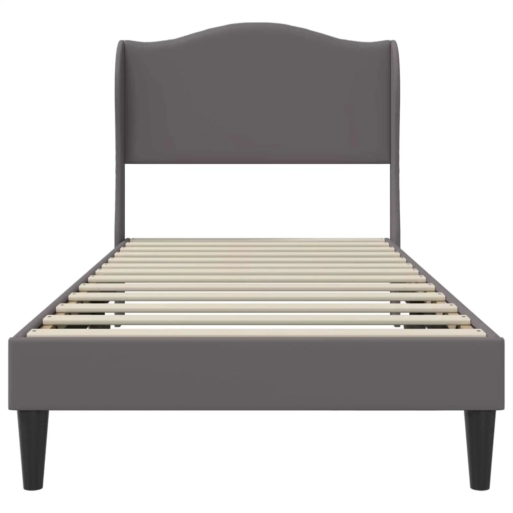 Letto singolo | Letto per adulti | Struttura del letto con testiera Grigio 90 x 190 cm Similpelle