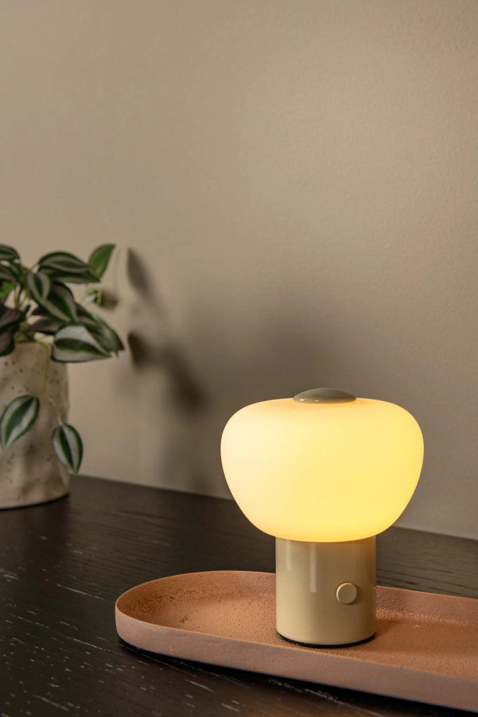 Lampada da tavolo LED GUSTAV crema vetro Lucide