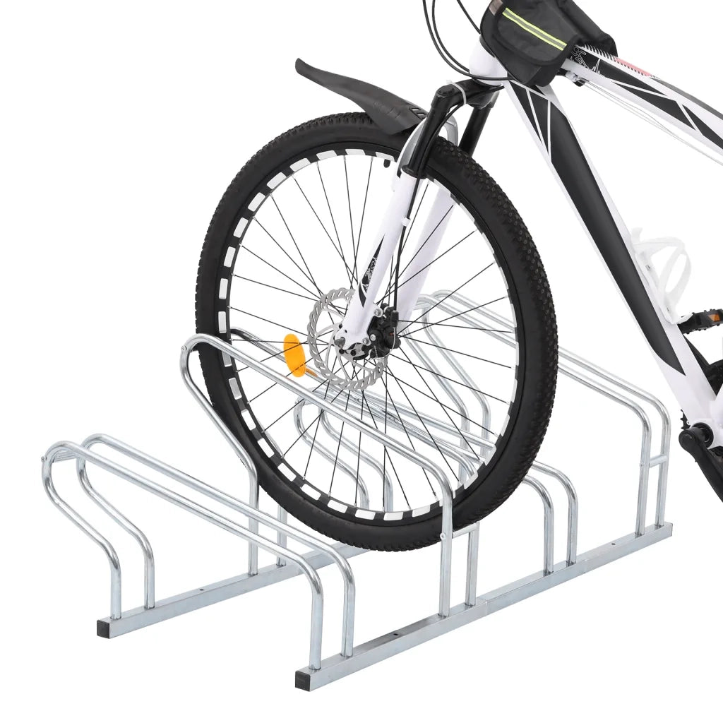 Supporto per 4 Bici da Pavimento Autoportante Acciaio Zincato 4005575