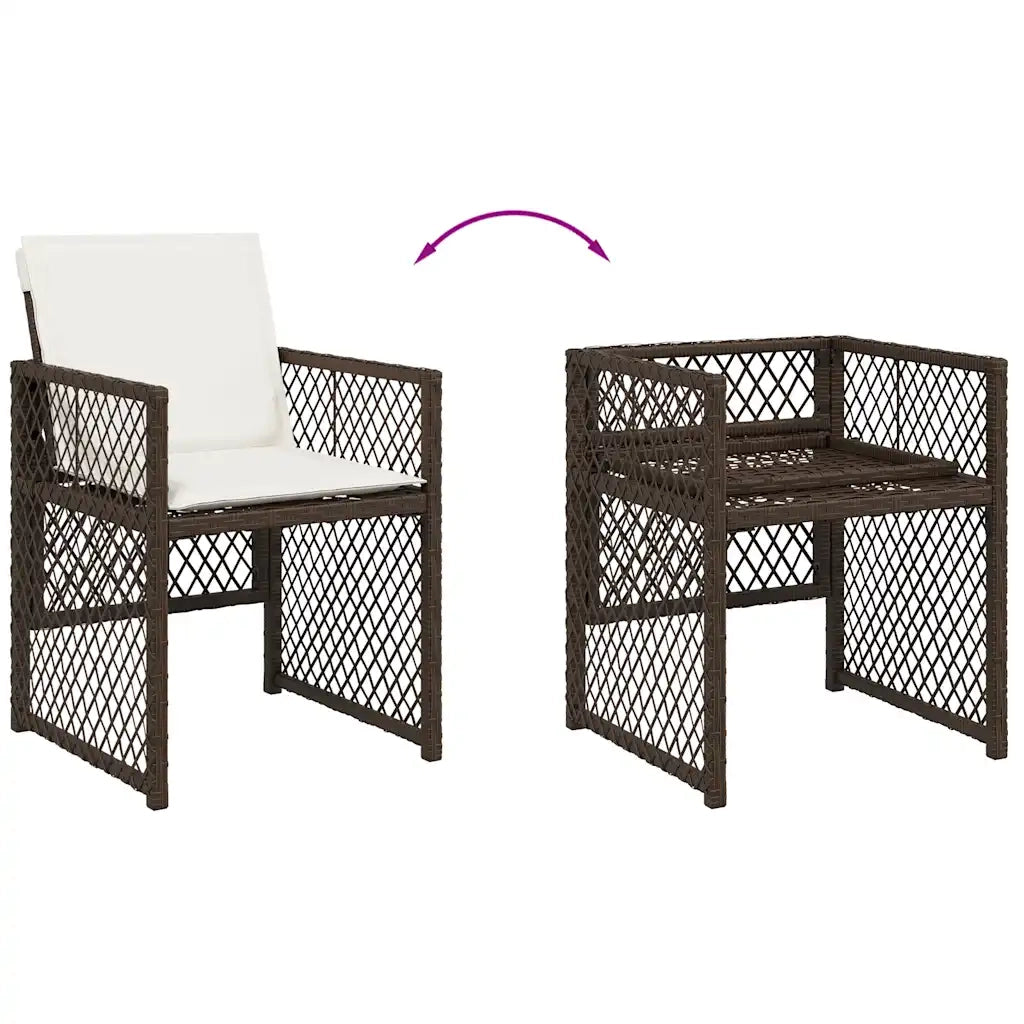 Set da Pranzo da Giardino 15 pz con Cuscini Marrone Polyrattan 3210873