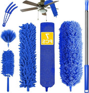 Microfiber stoffa per aspirapolvere estensibile - riutilizzabile e lavabile - 37 a 232 cm - per ventilatori e persiane a soffitto alto - blu