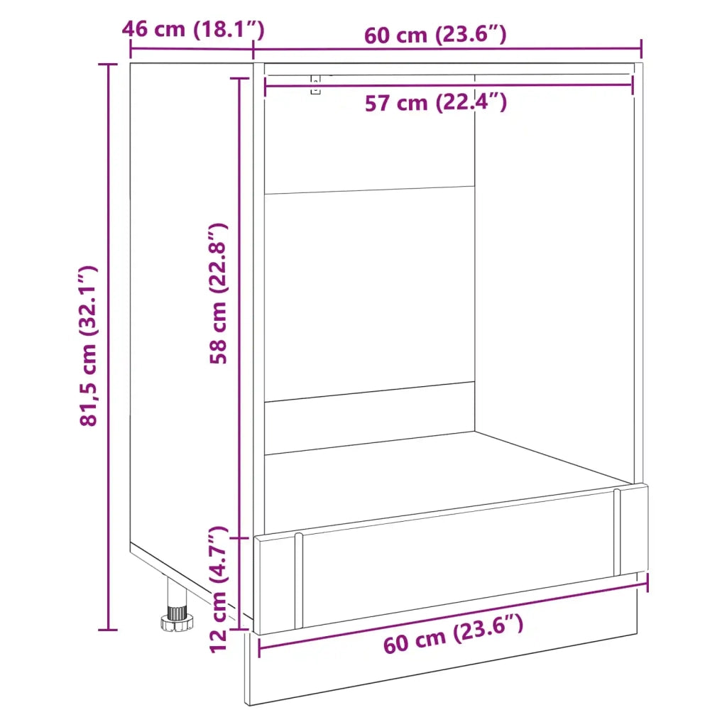 Armadio per forno LUCCA Rovere Nero 60 x 46 x 81,5 cm 8003820