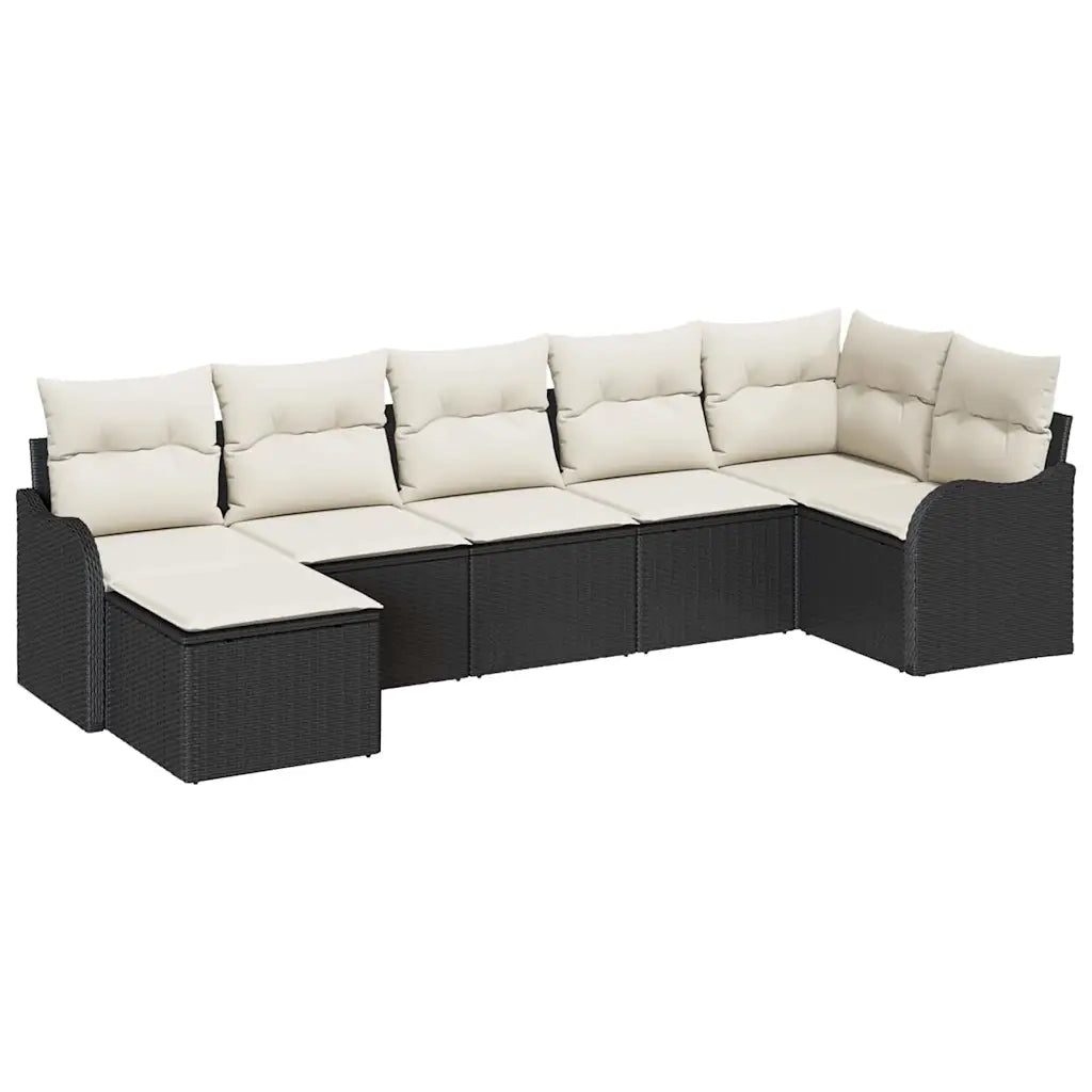 Set Divano da Giardino Nero polyrattan