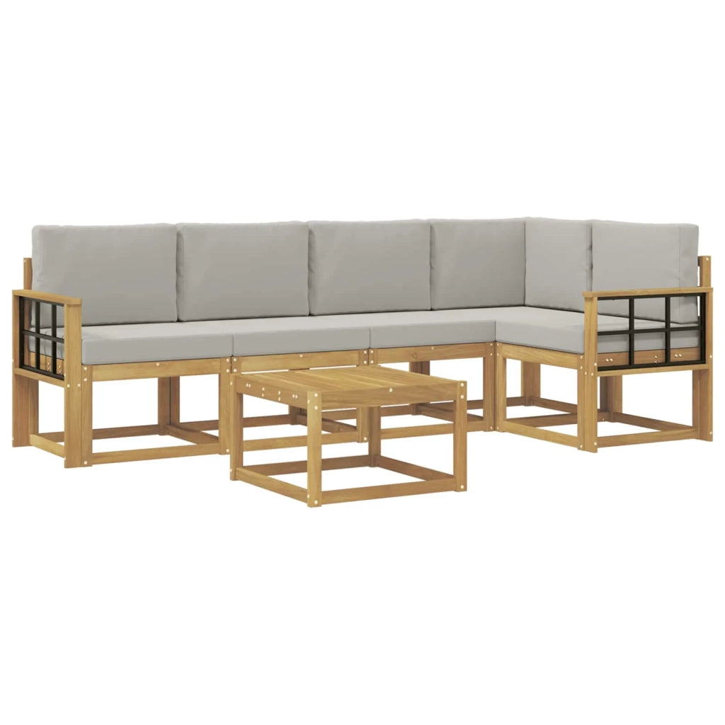 Set di divani da esterno 6 pz Bianco e Grigio Chiaro 3387675