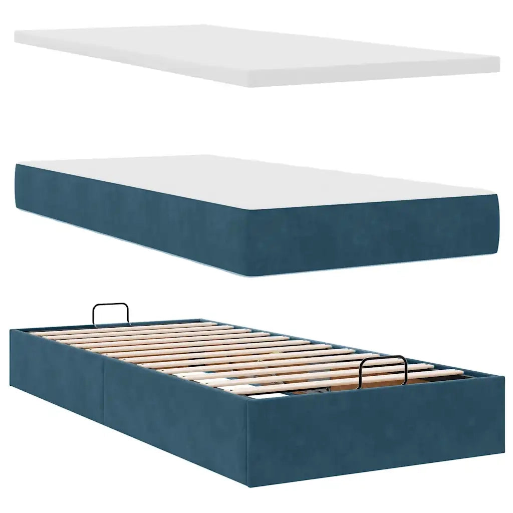 Struttura Letto Pouf con Materasso 90x200 cm in Velluto 3312600